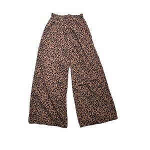 Sienna Sky Leopard Print Wide Leg Paperbag Pants Small Boho Chic Safari Style